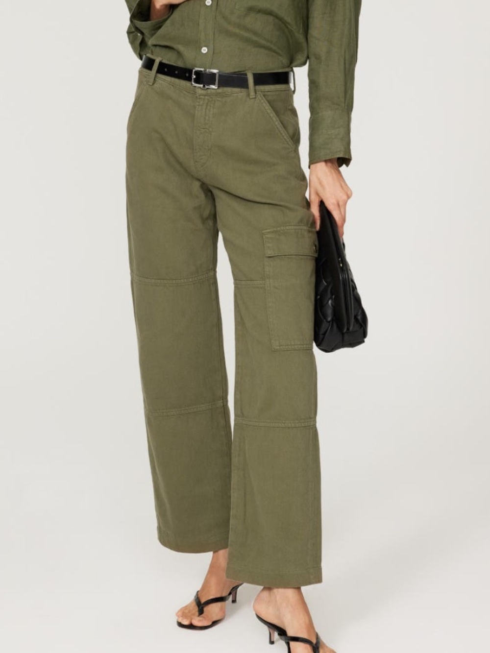 Reformation Bailey High Rise Utility Pants Sz 30 Olive Green Cargo Straight Leg